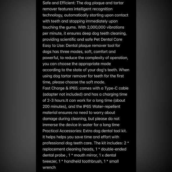 New! Unused! Plaque Remover for Teeth, Dog Teeth Cleaning Kit, 3 Modes Ultrasoni - Picture 8 of 13